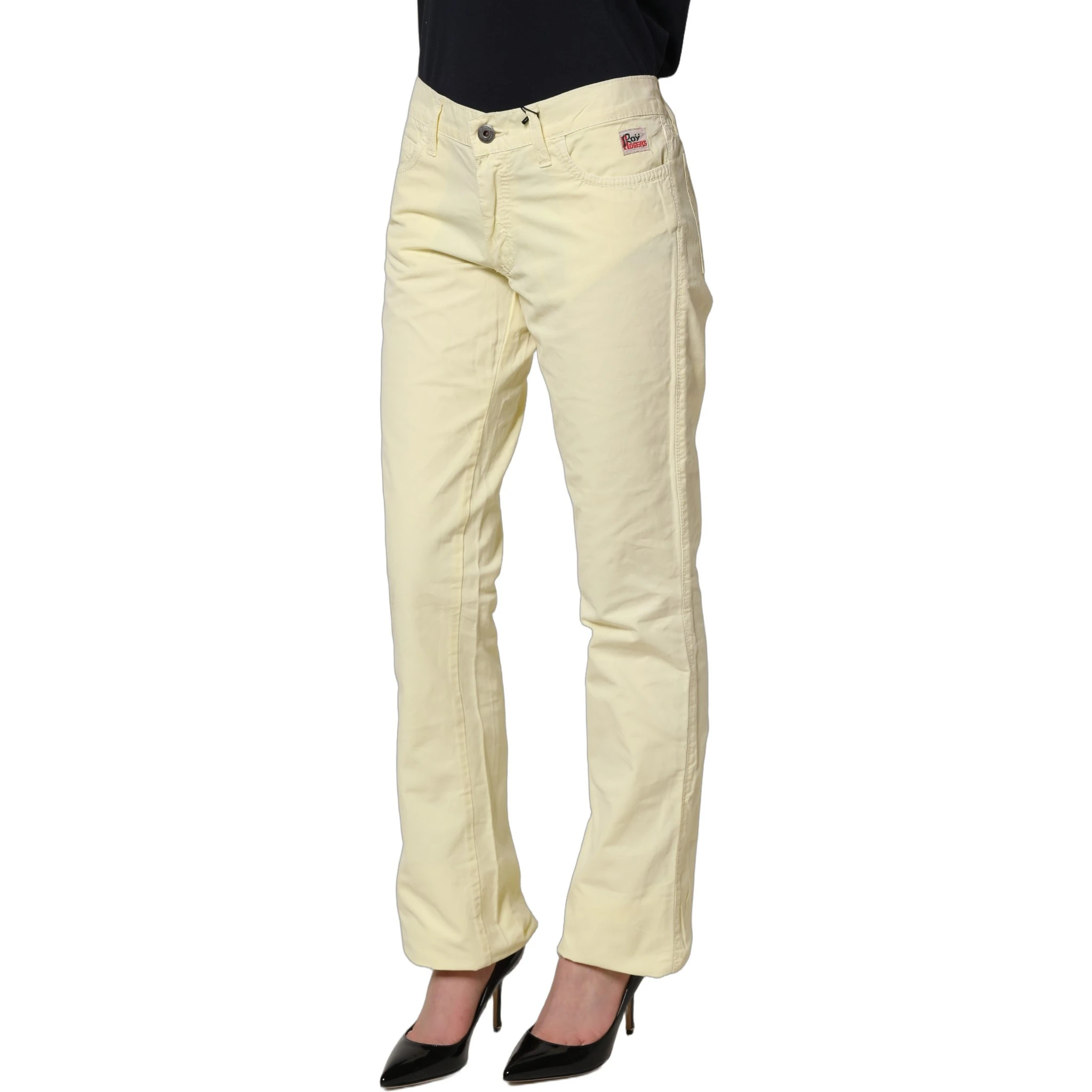 Yellow Cotton Straight Casual Denim Trouser Jeans