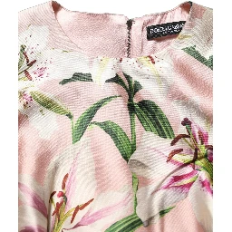 Light Pink LilyPrint Sleeveless Sheath Dress