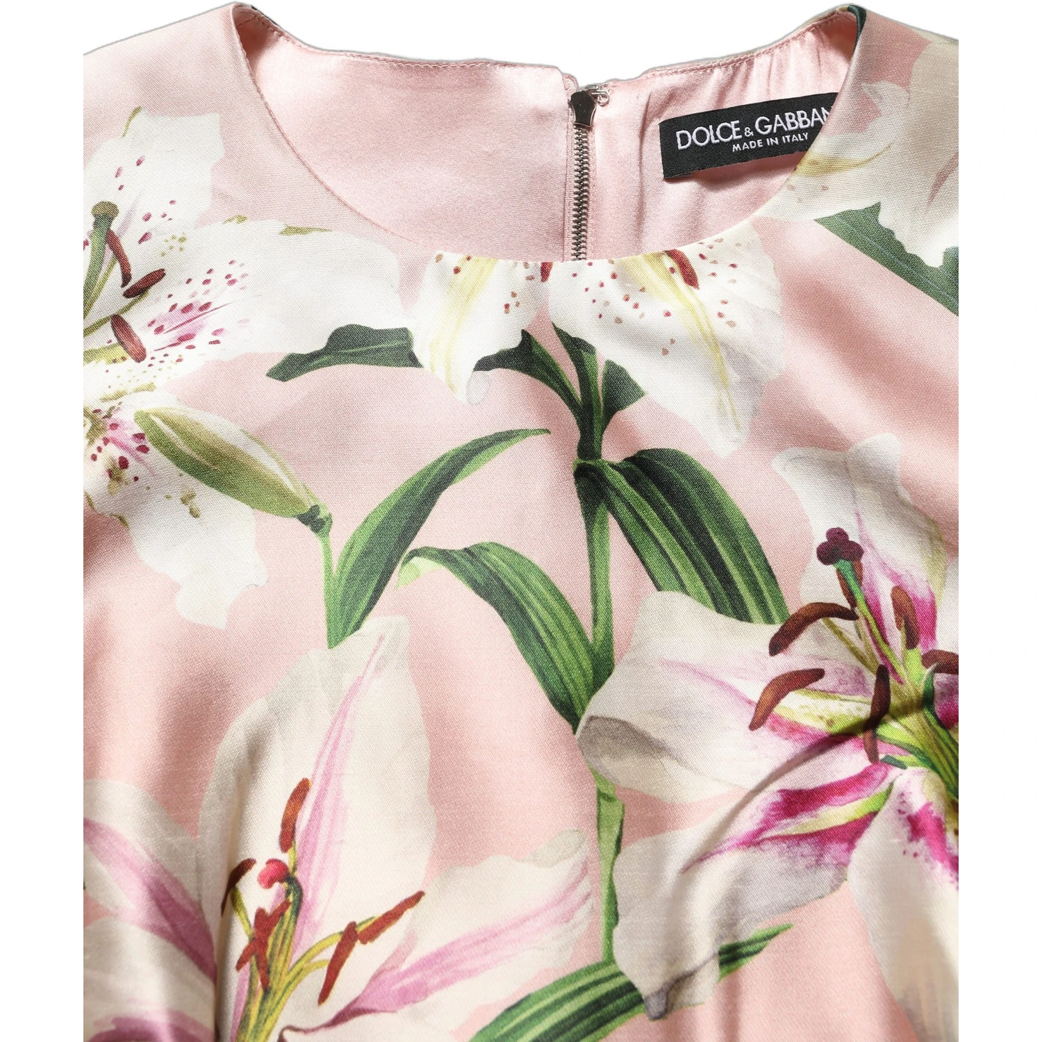 Light Pink LilyPrint Sleeveless Sheath Dress