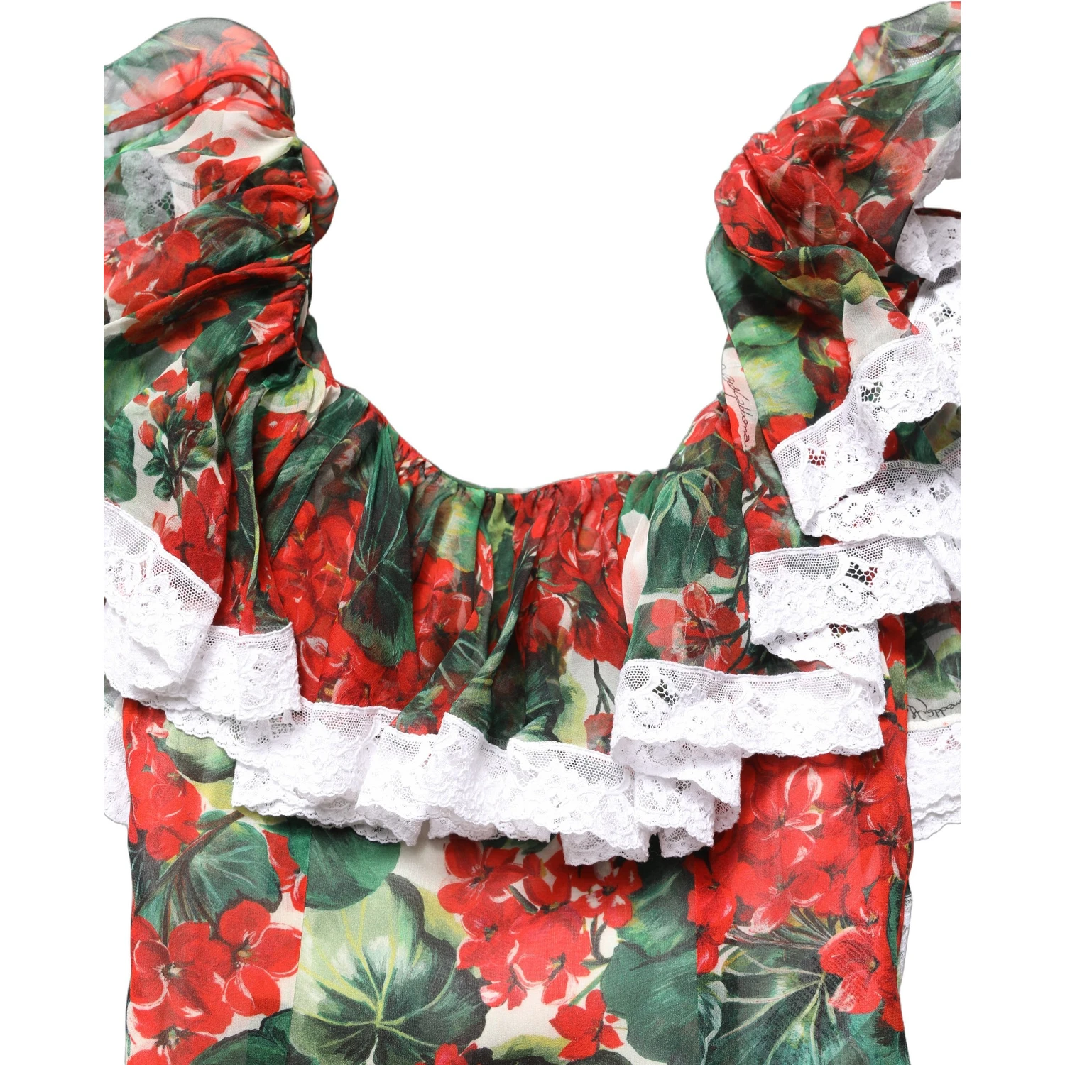 Multicolor Geranium Flower Lace Maxi Dress