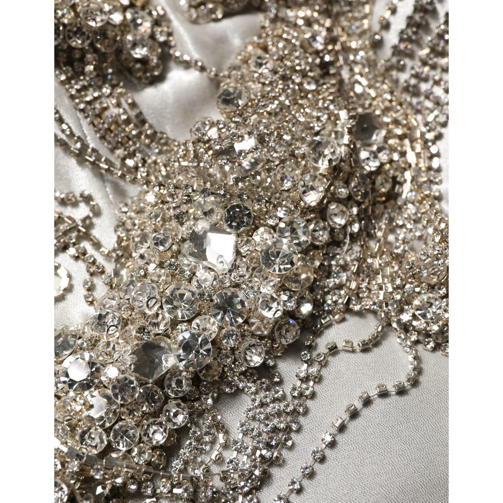 Silver Crystal Embellished EveningGown Dress