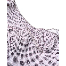 Purple Crystal OneShoulder EveningGown Dress
