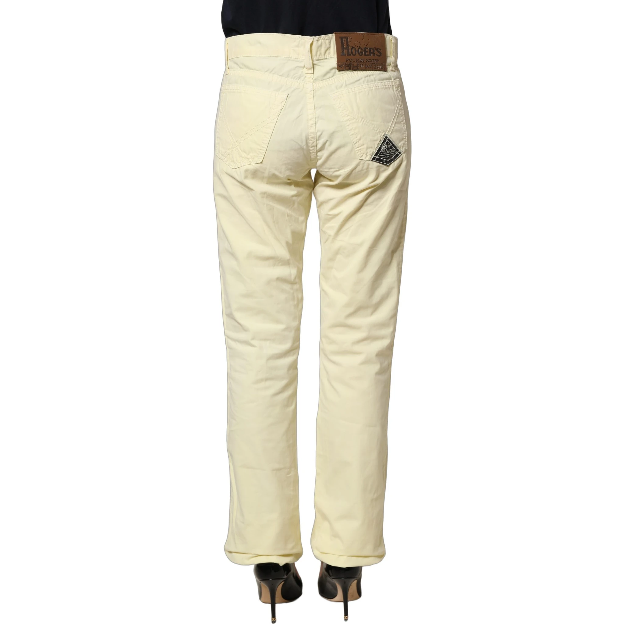 Yellow Cotton Straight Casual Denim Trouser Jeans