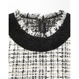 Black White Tweed Sheath A-line Midi Dress