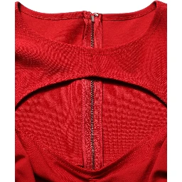Red Cut Out Bodycon Long Sleeves Sheath Glove Dress