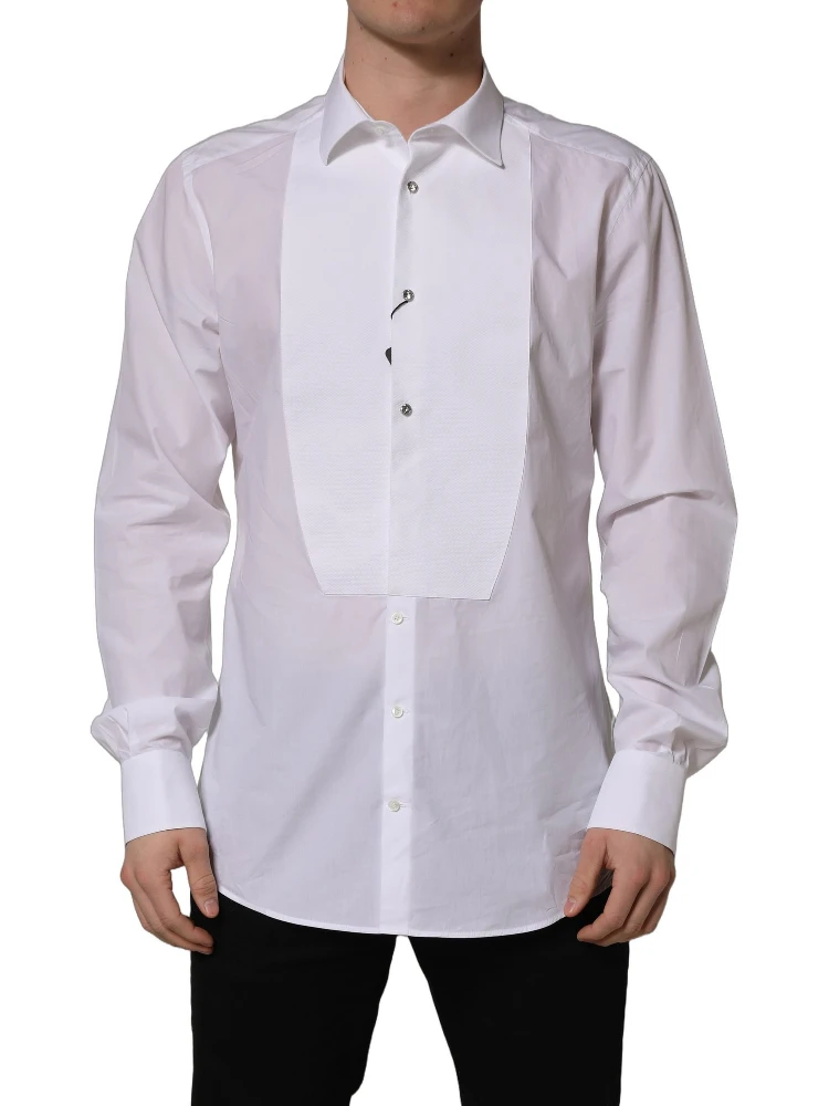 White Bib Cotton Poplin Dress Formal Shirt