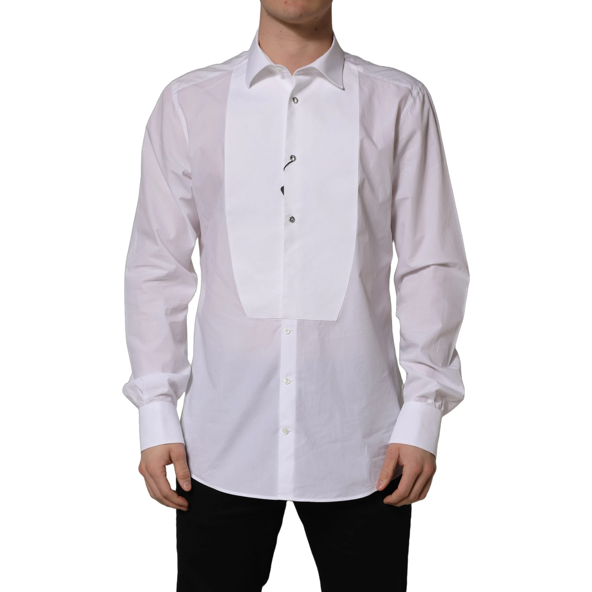 White Bib Cotton Poplin Dress Formal Shirt