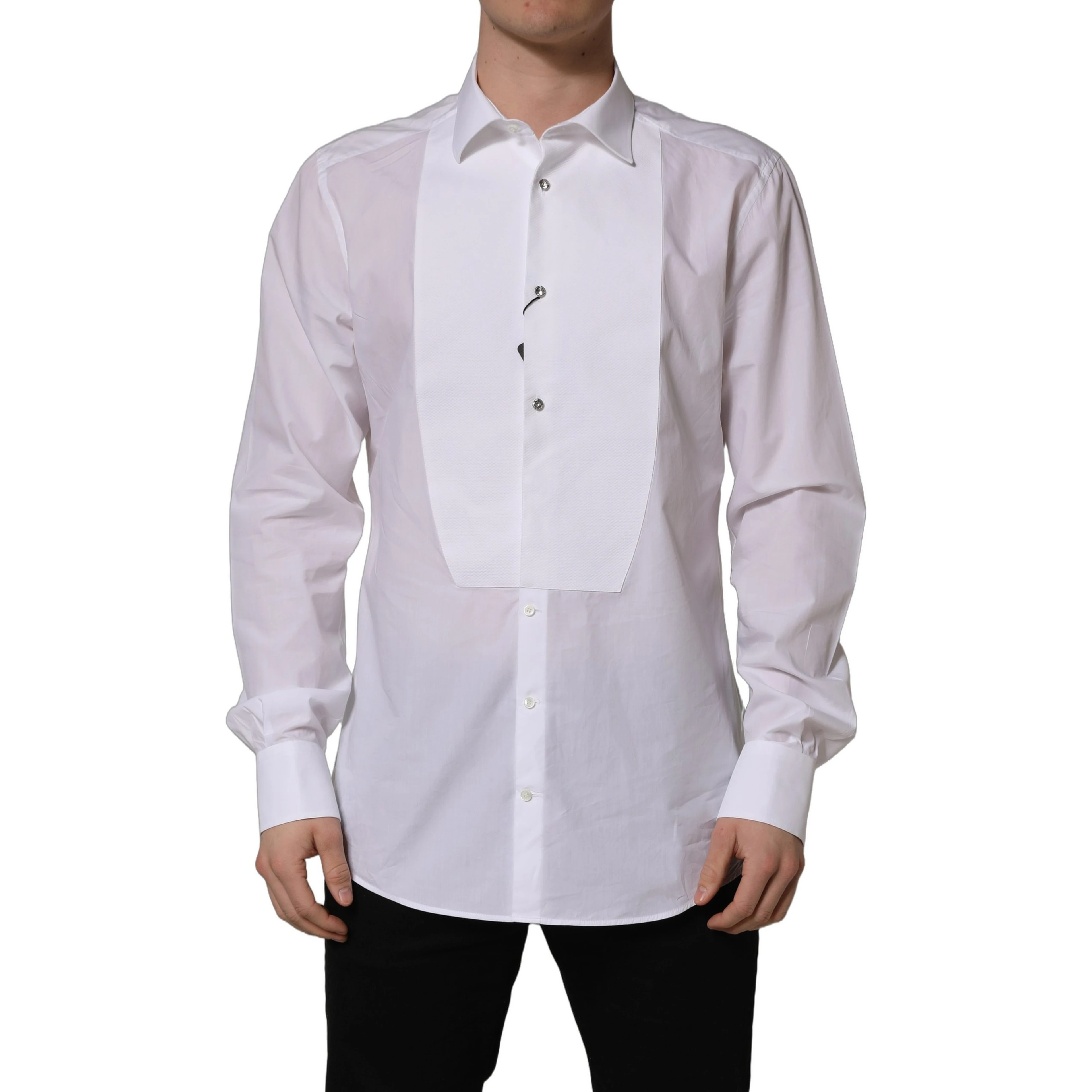White Bib Cotton Poplin Dress Formal Shirt