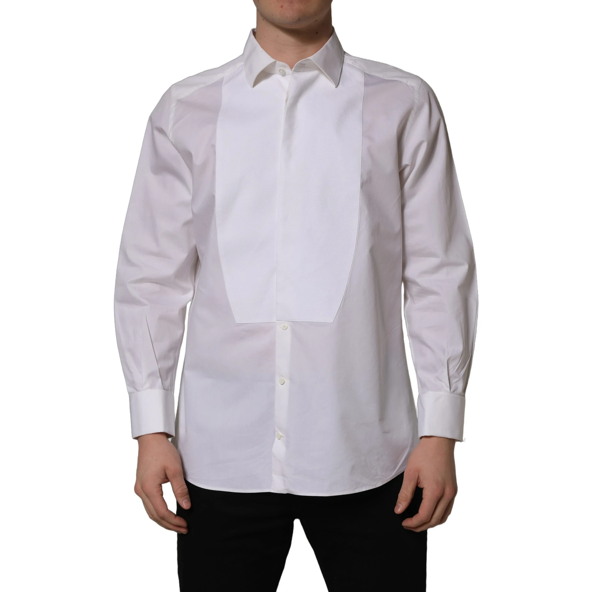 White Bib Cotton Poplin Dress Formal Shirt