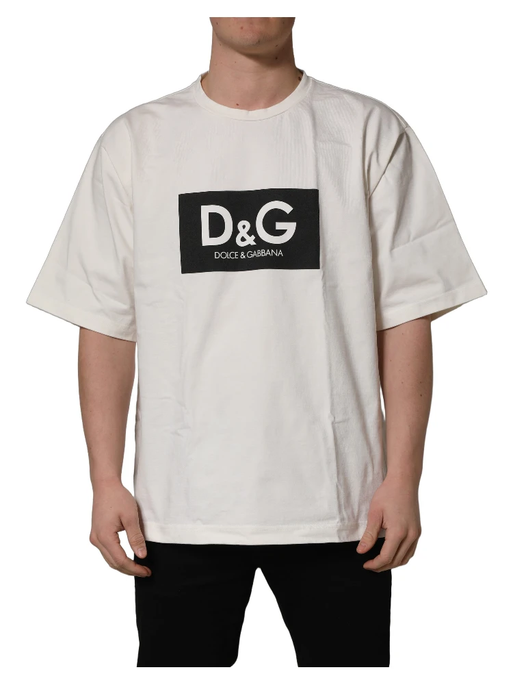 White Logo Print Cotton Crew Neck Men T-shirt alternative