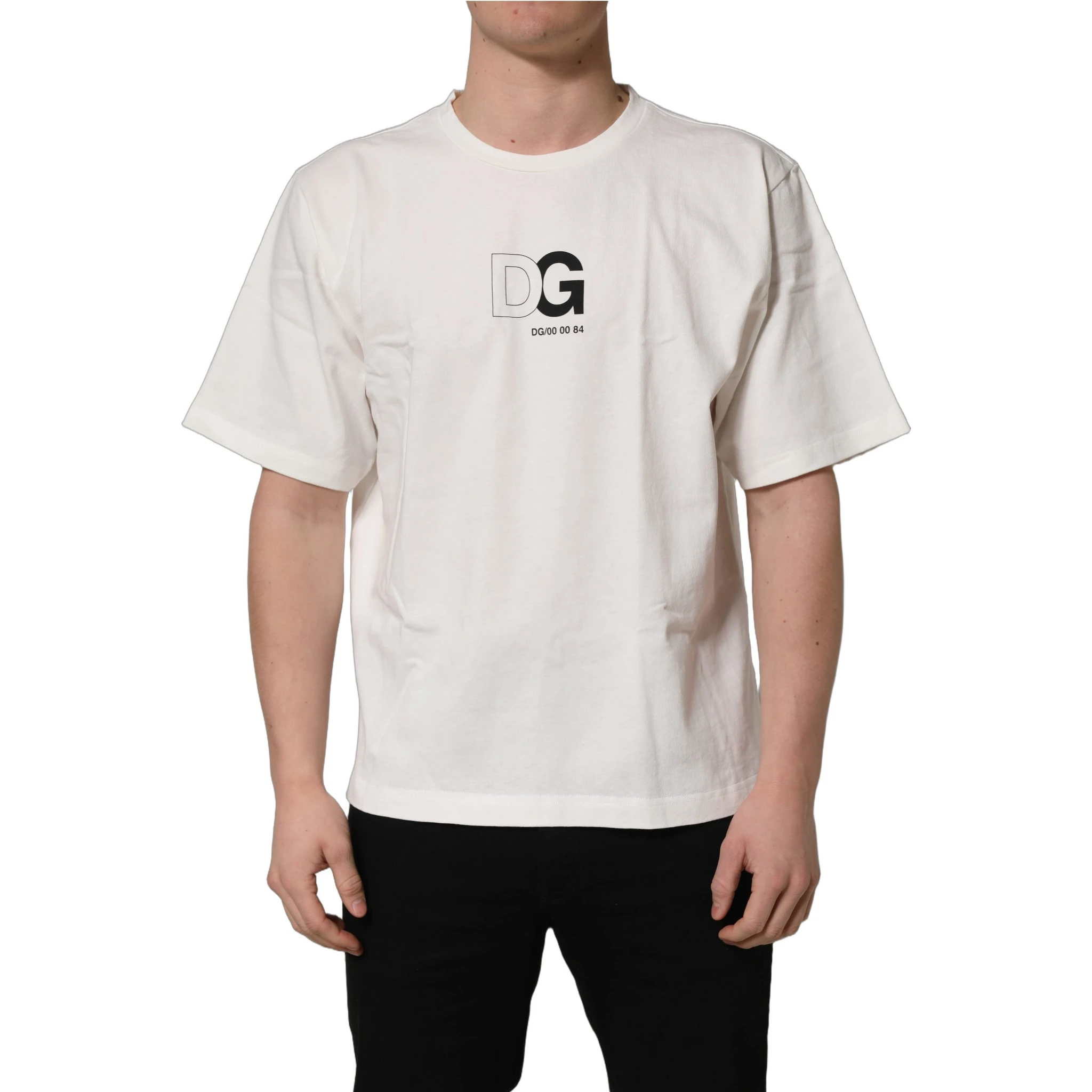 White DG Logo Crew Neck Short Sleeves T-shirt