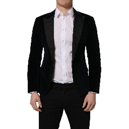 Black Cotton Single Breasted Jacket Blazer
