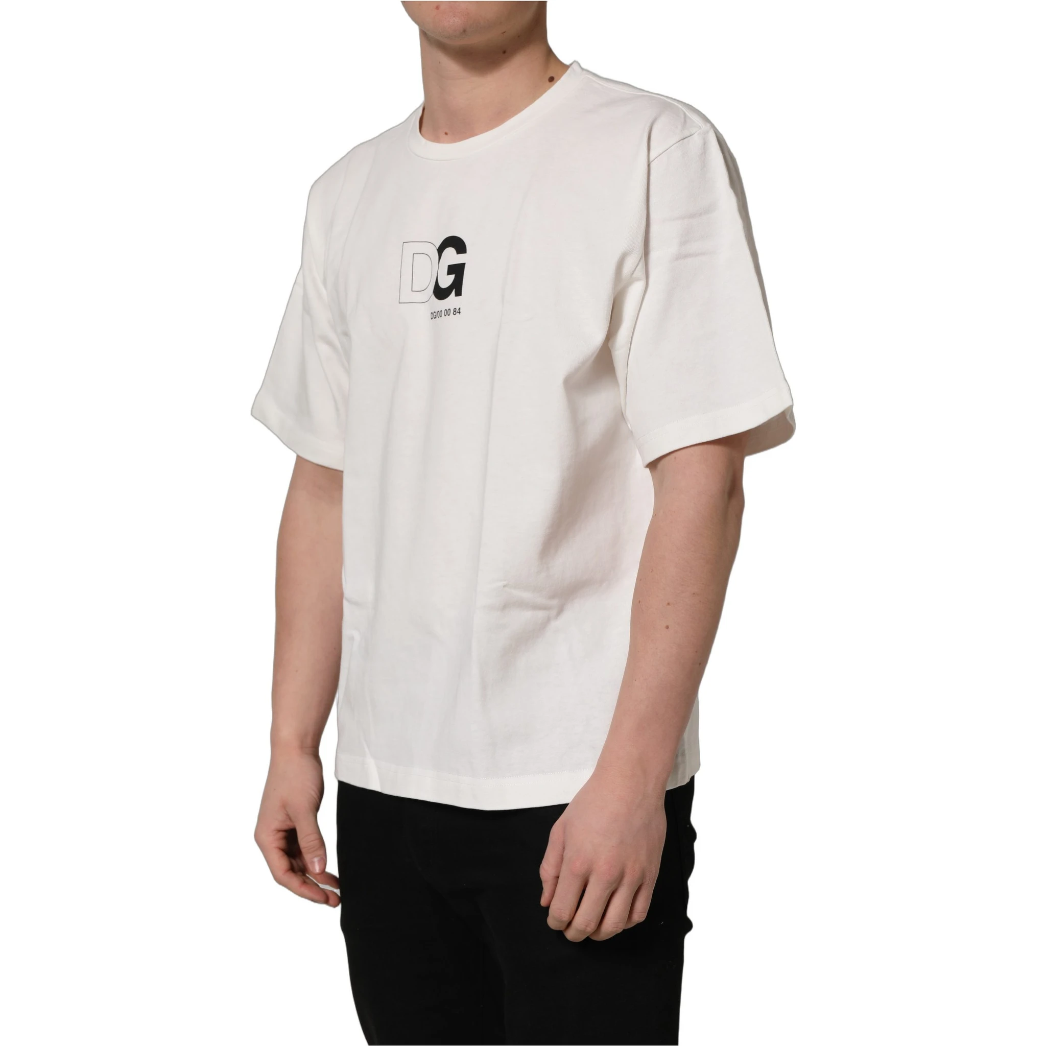 White DG Logo Crew Neck Short Sleeves T-shirt