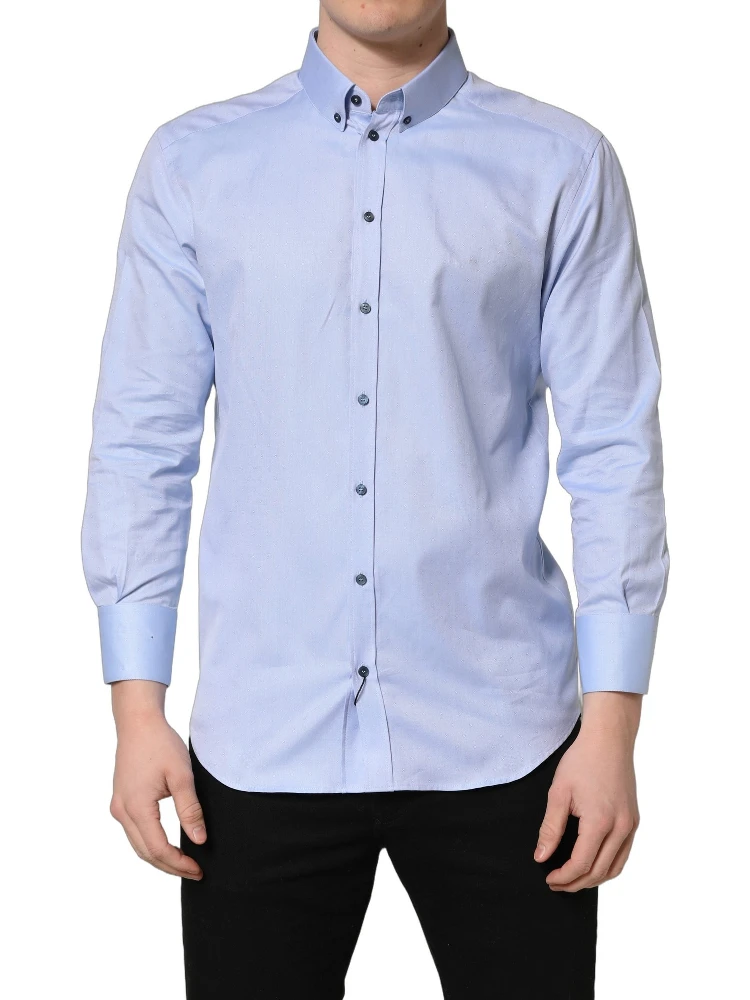 Light Blue Cotton Dress Formal Men Shirt alternative