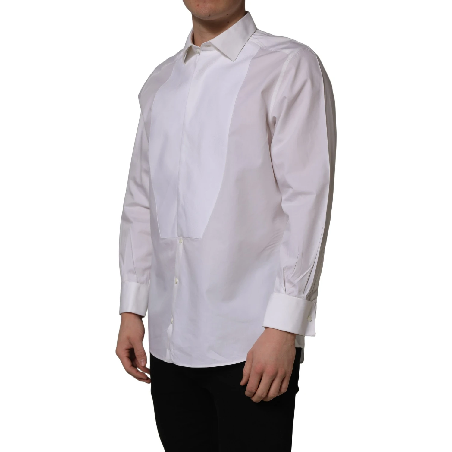 White Bib Cotton Poplin Dress Formal Shirt