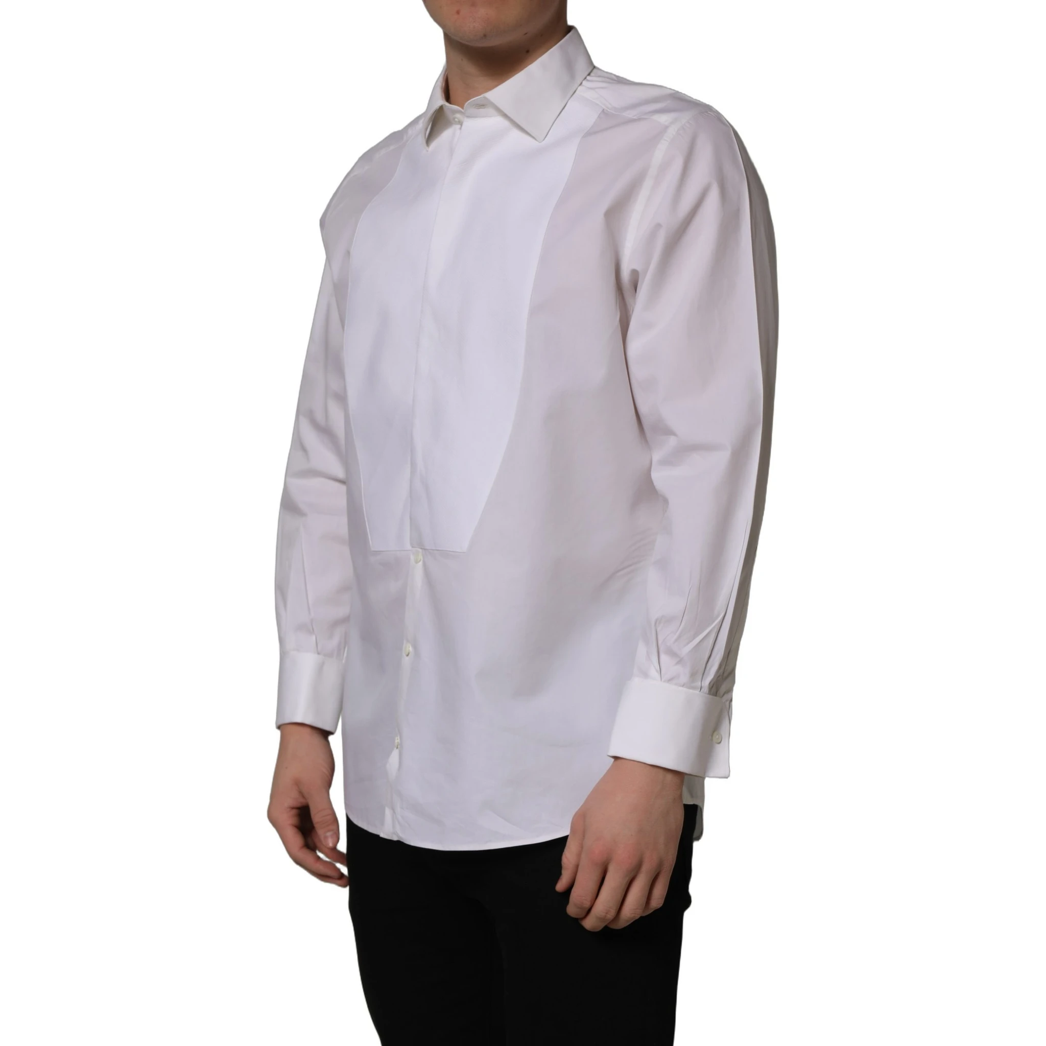 White Bib Cotton Poplin Dress Formal Shirt