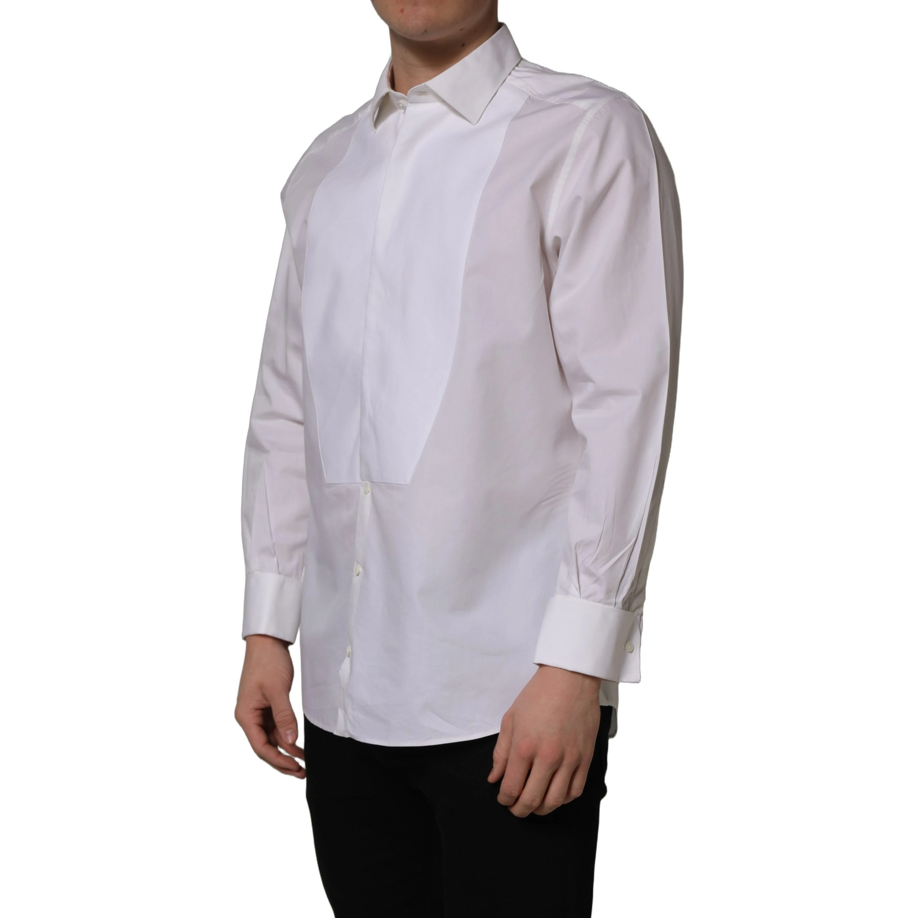 White Bib Cotton Poplin Dress Formal Shirt