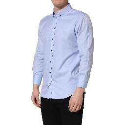 Light Blue Cotton Dress Formal Men Shirt