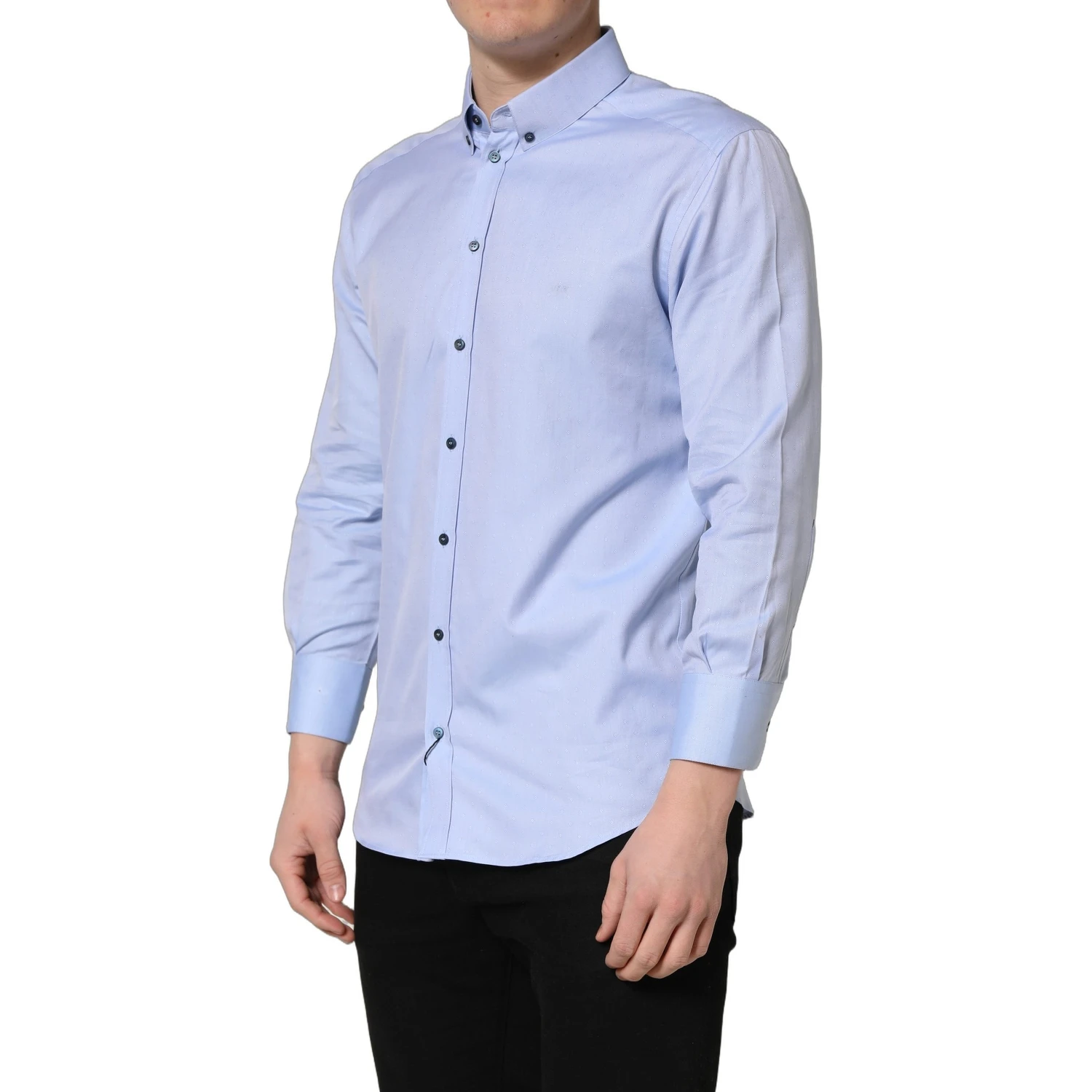 Light Blue Cotton Dress Formal Men Shirt