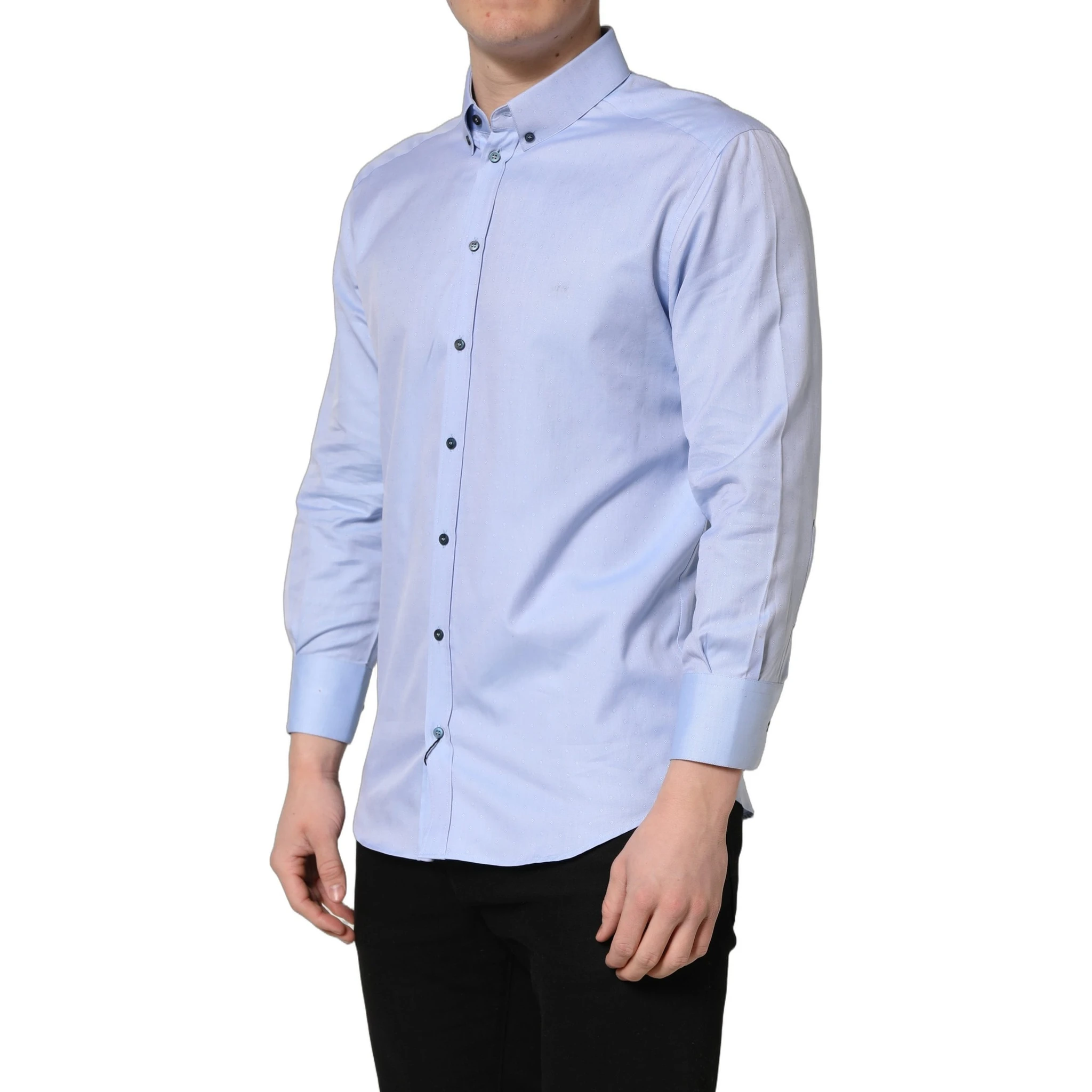 Light Blue Cotton Dress Formal Men Shirt