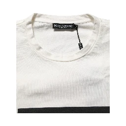 White Logo Print Cotton Crew Neck Men T-shirt