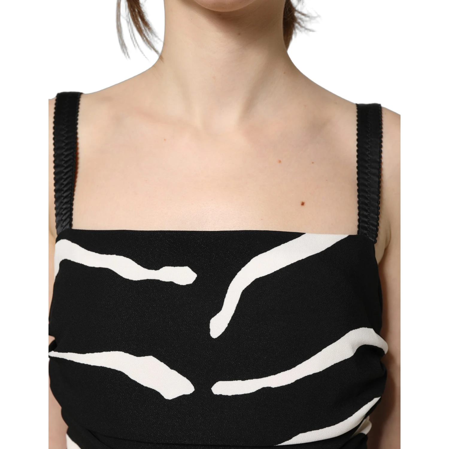 Black White Zebra Cady Calf Length Dress