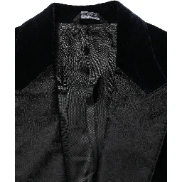 Black Cotton Single Breasted Jacket Blazer