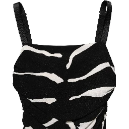 Black White Zebra Cady Calf Length Dress