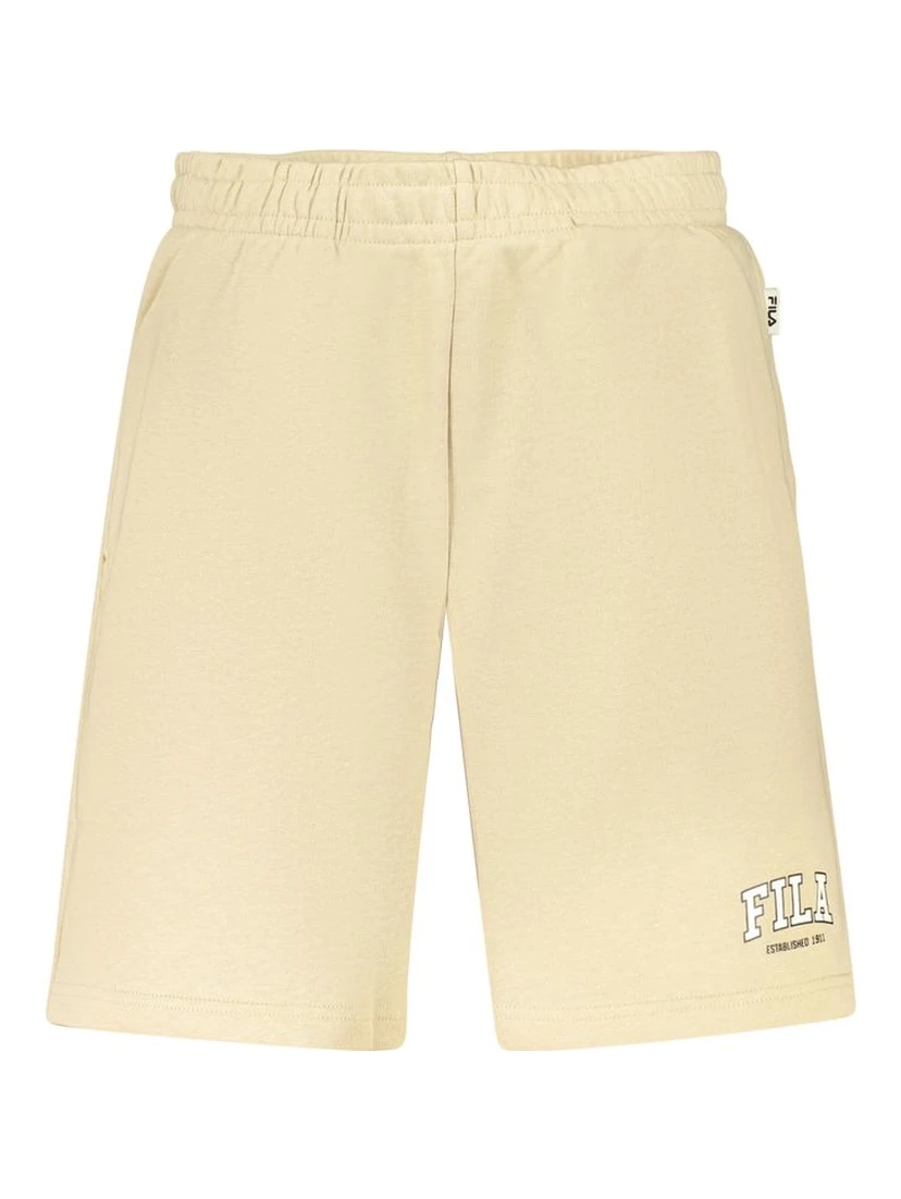 Beige Cotton Mens Short