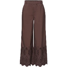 Brown Cotton Casual Pants