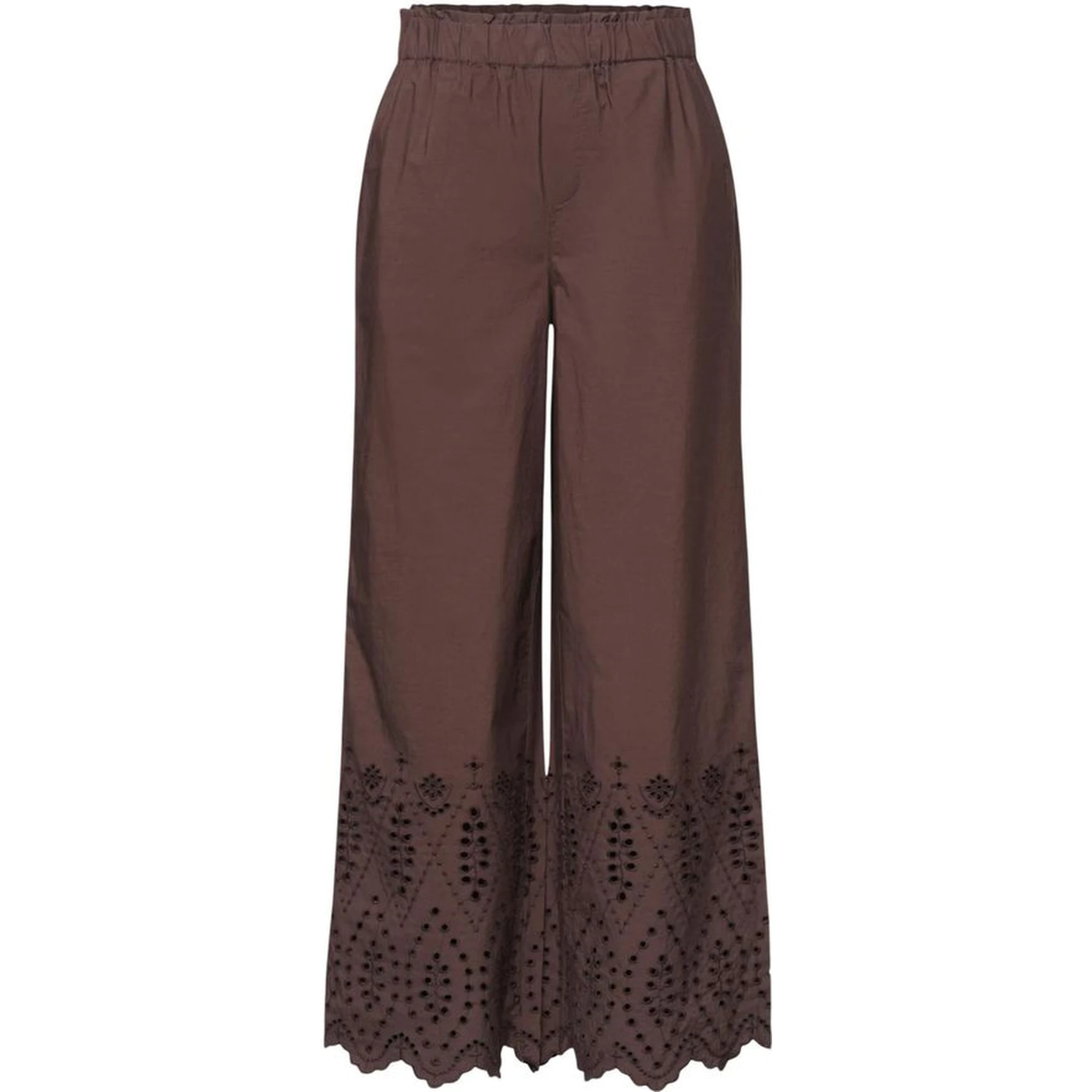 Brown Cotton Casual Pants