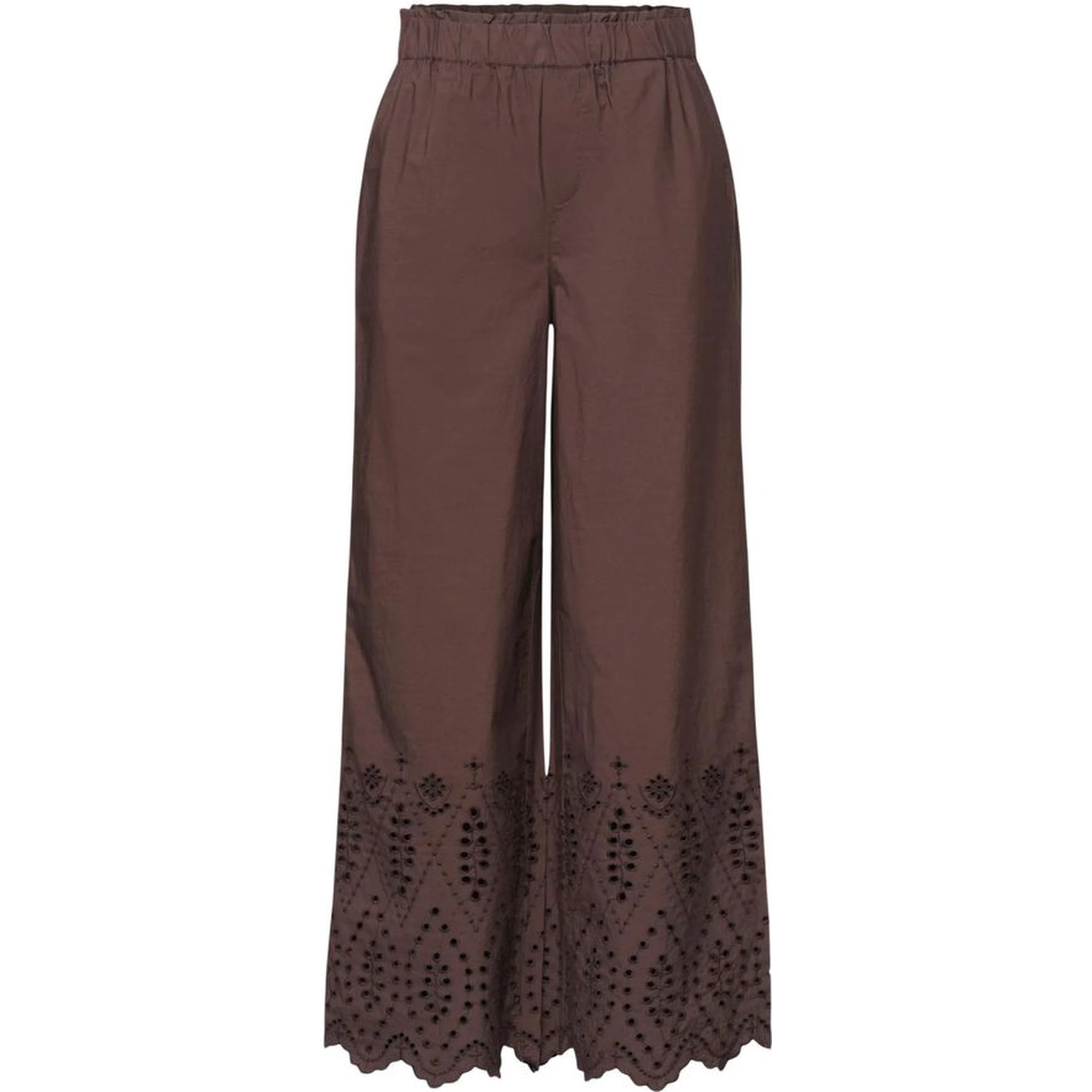 Brown Cotton Casual Pants