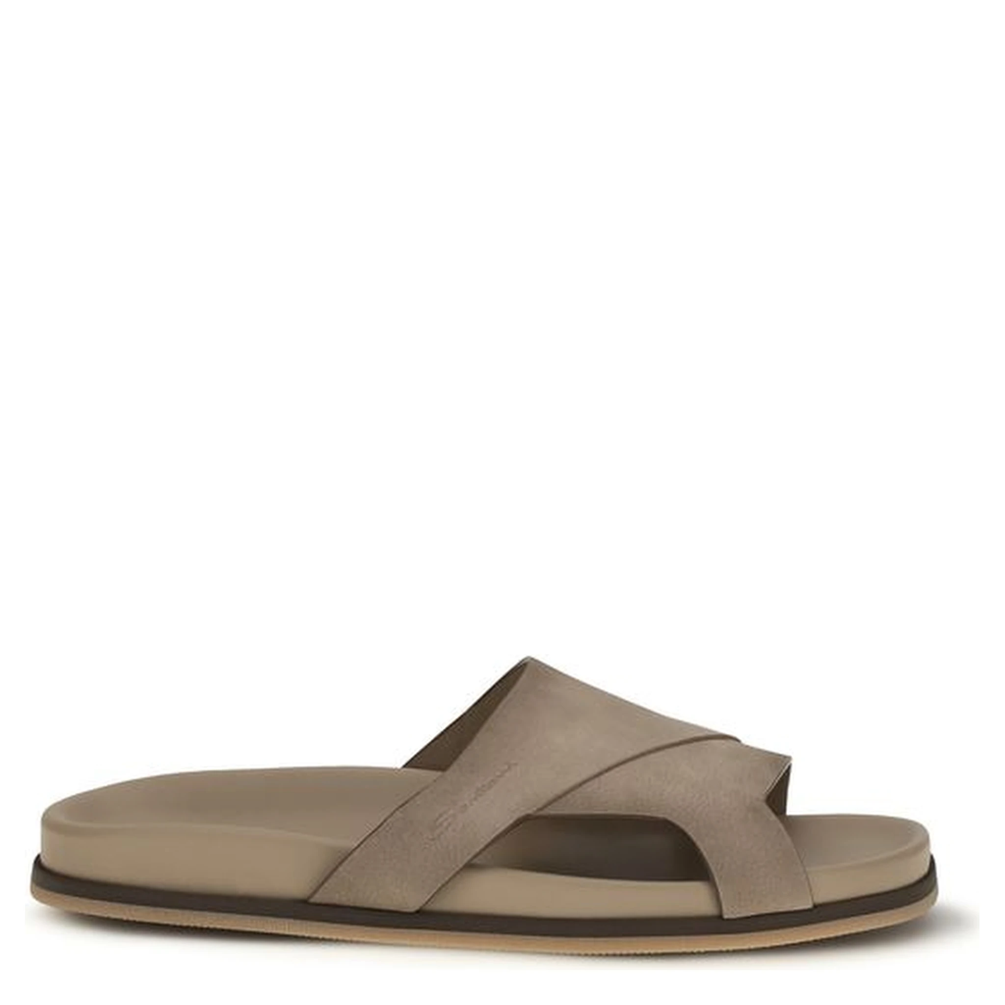 Beige Calf Leather Bos Taurus Flat Sandals
