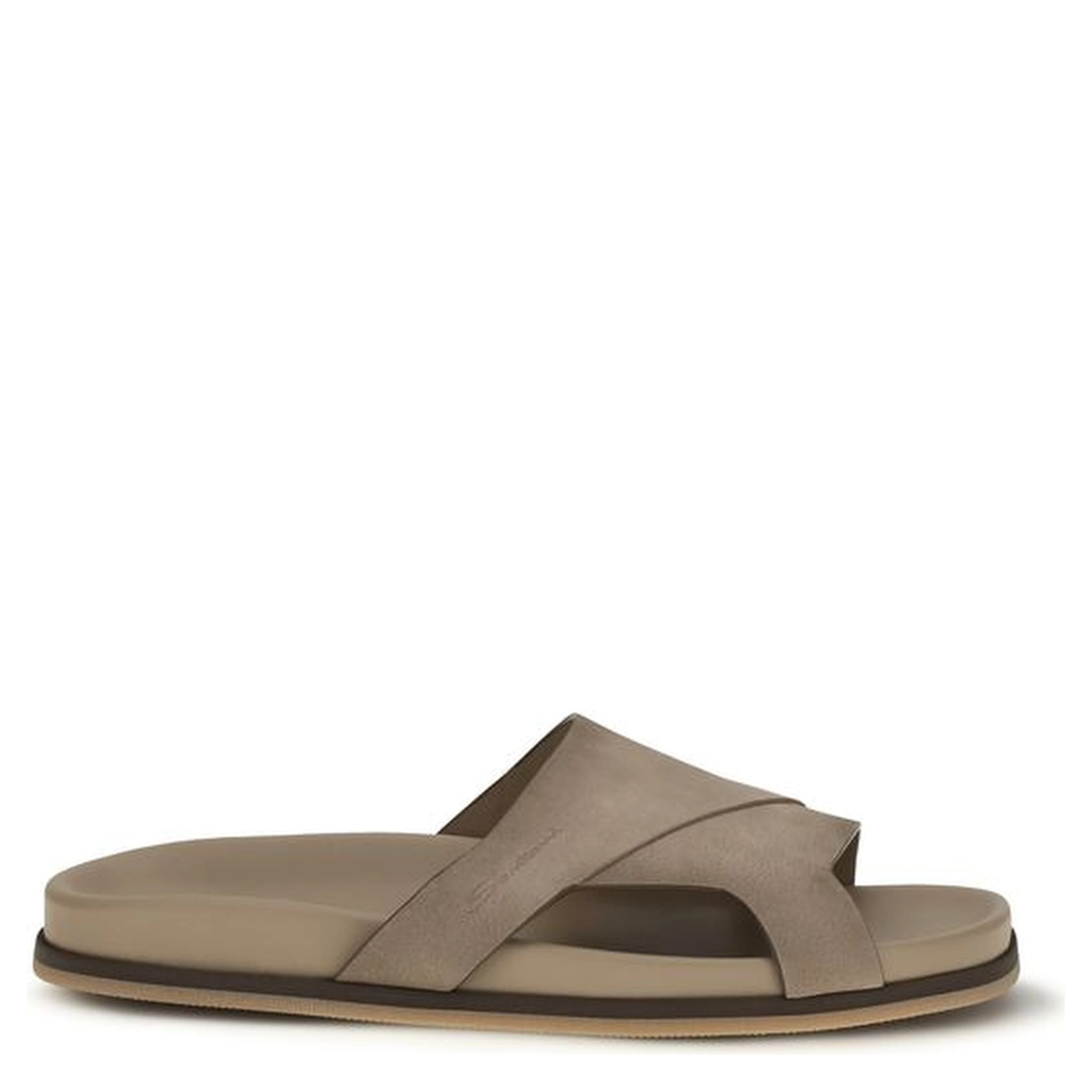 Beige Calf Leather Bos Taurus Flat Sandals