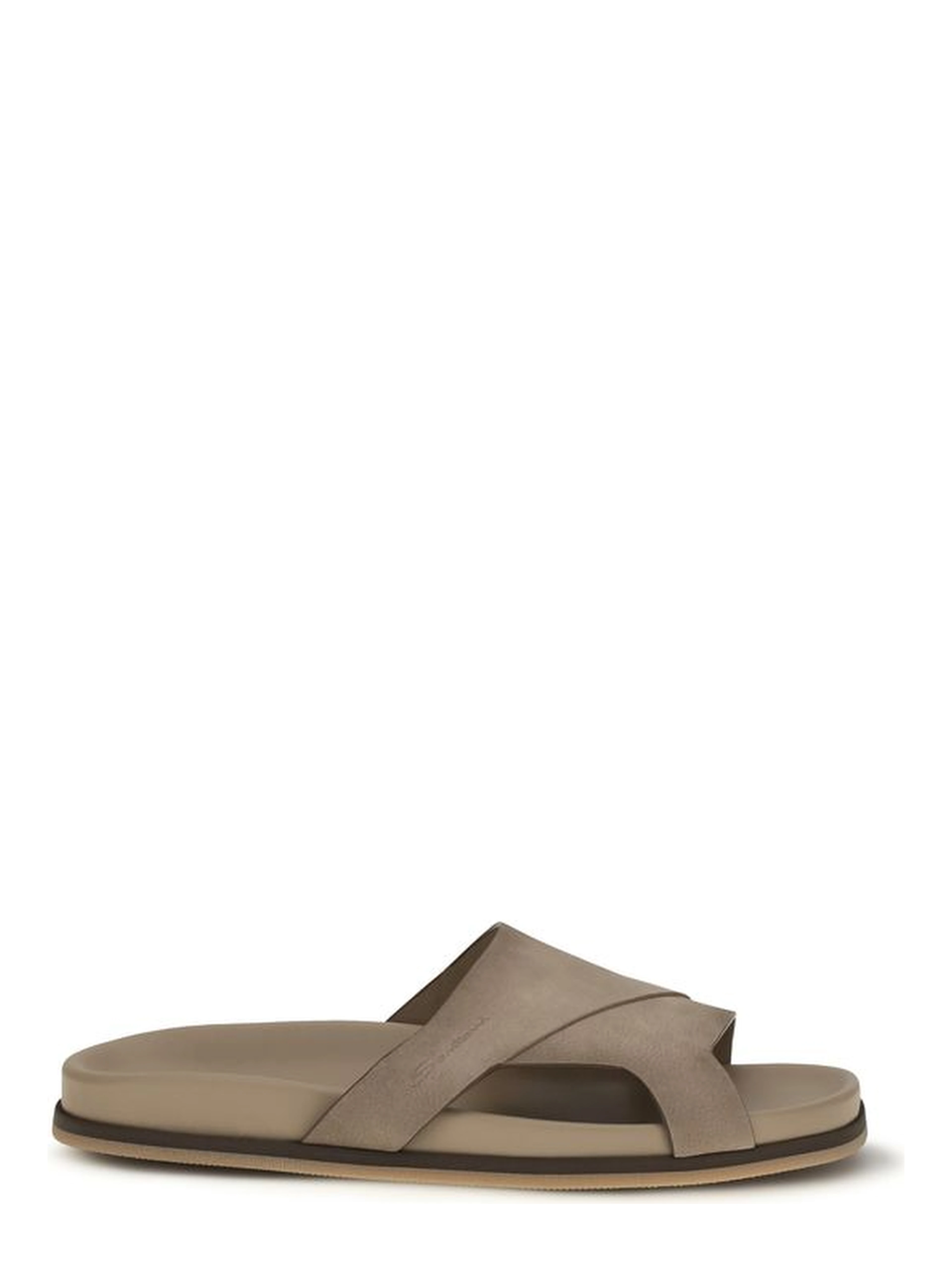 Beige Calf Leather Bos Taurus Flat Sandals