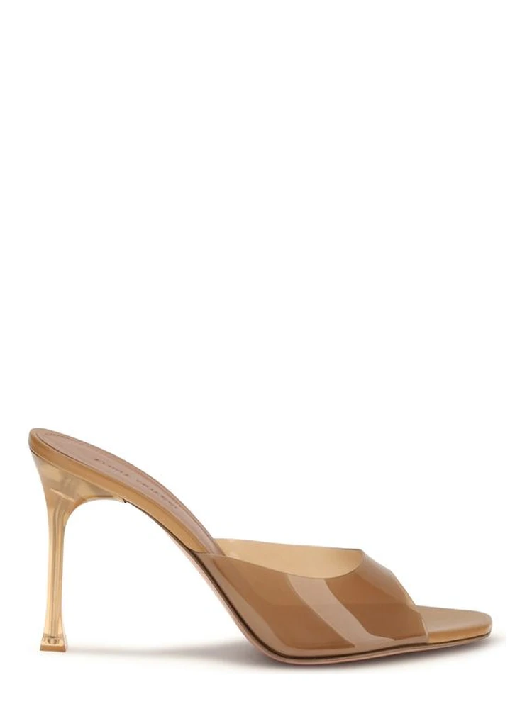 Beige Pvc Stiletto Heel Sandals