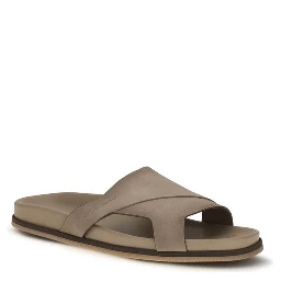Beige Calf Leather Bos Taurus Flat Sandals