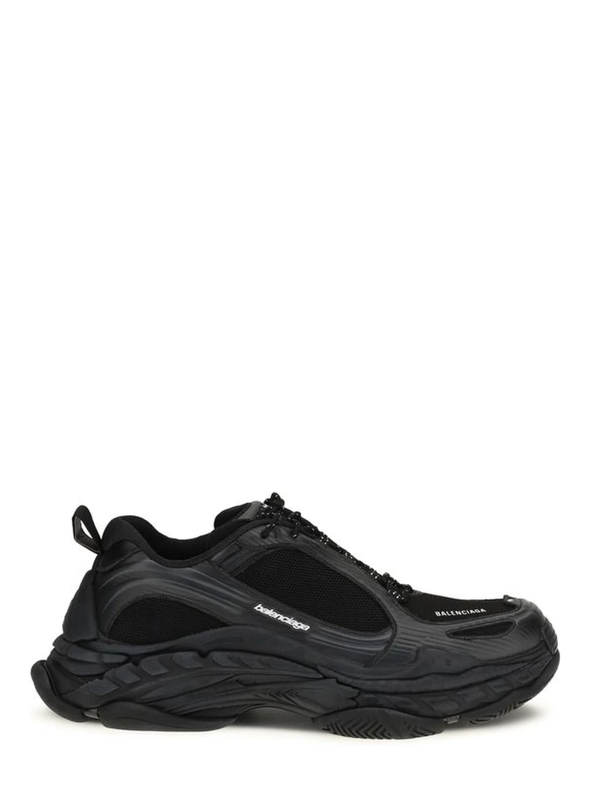 Black Polyester Athletic Sneakers