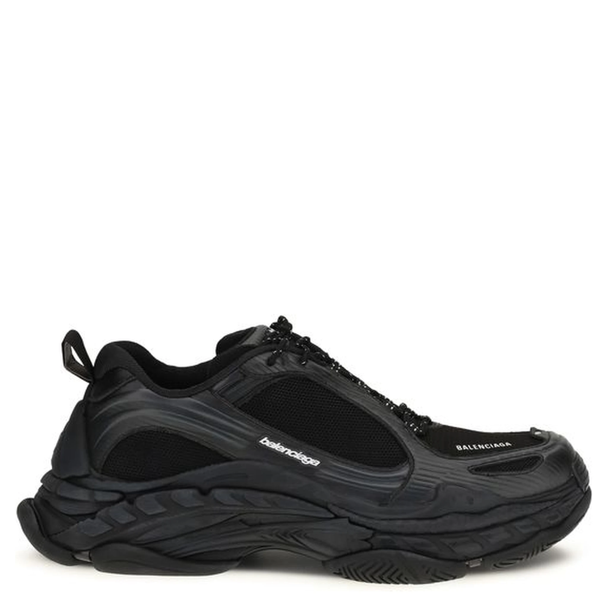 Black Polyester Athletic Sneakers