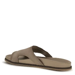 Beige Calf Leather Bos Taurus Flat Sandals