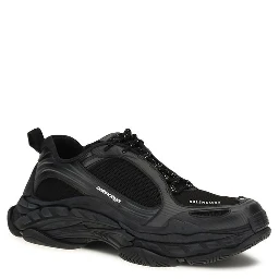 Black Polyester Athletic Sneakers