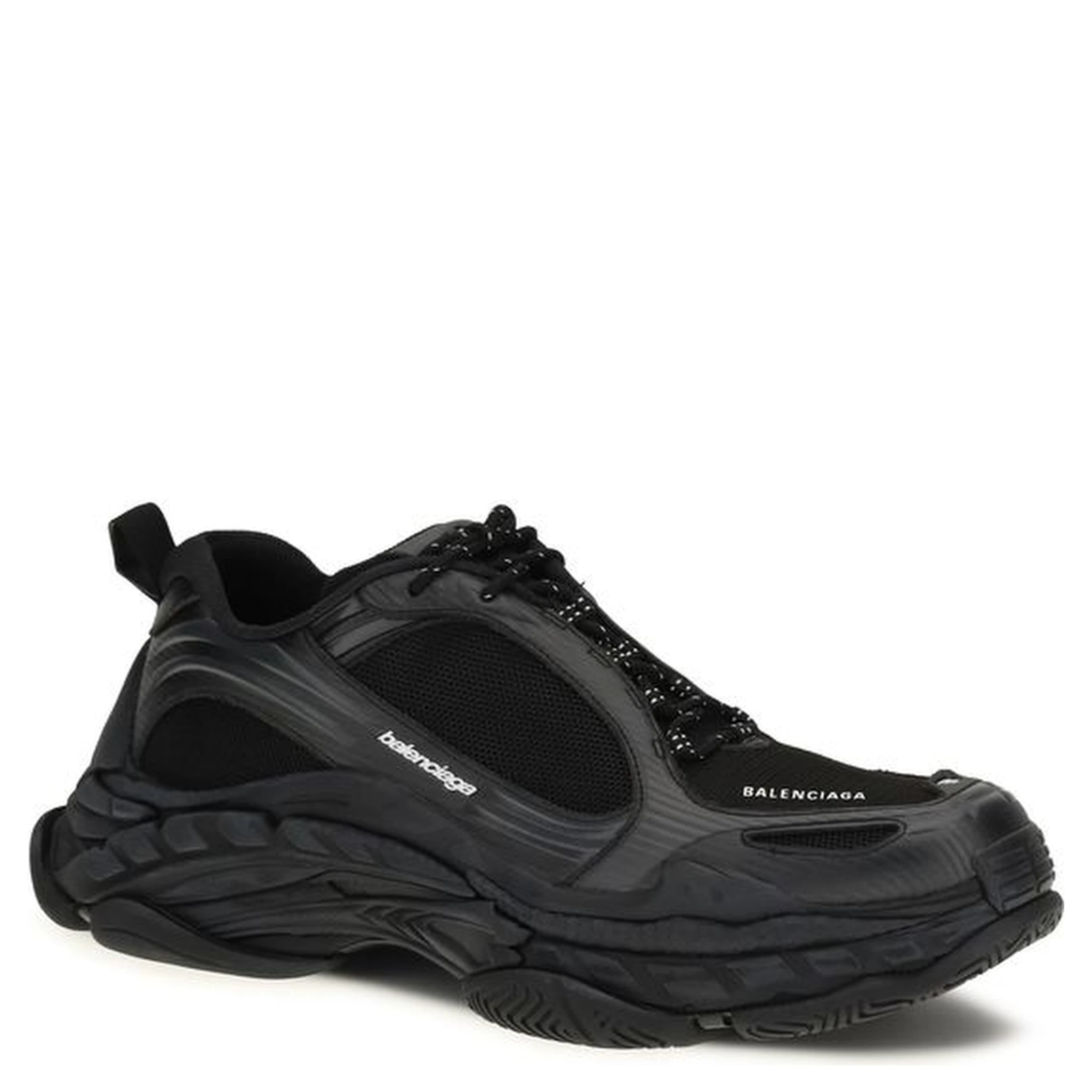 Black Polyester Athletic Sneakers