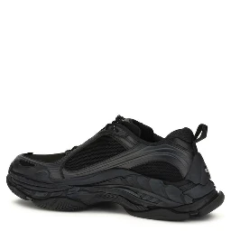 Black Polyester Athletic Sneakers