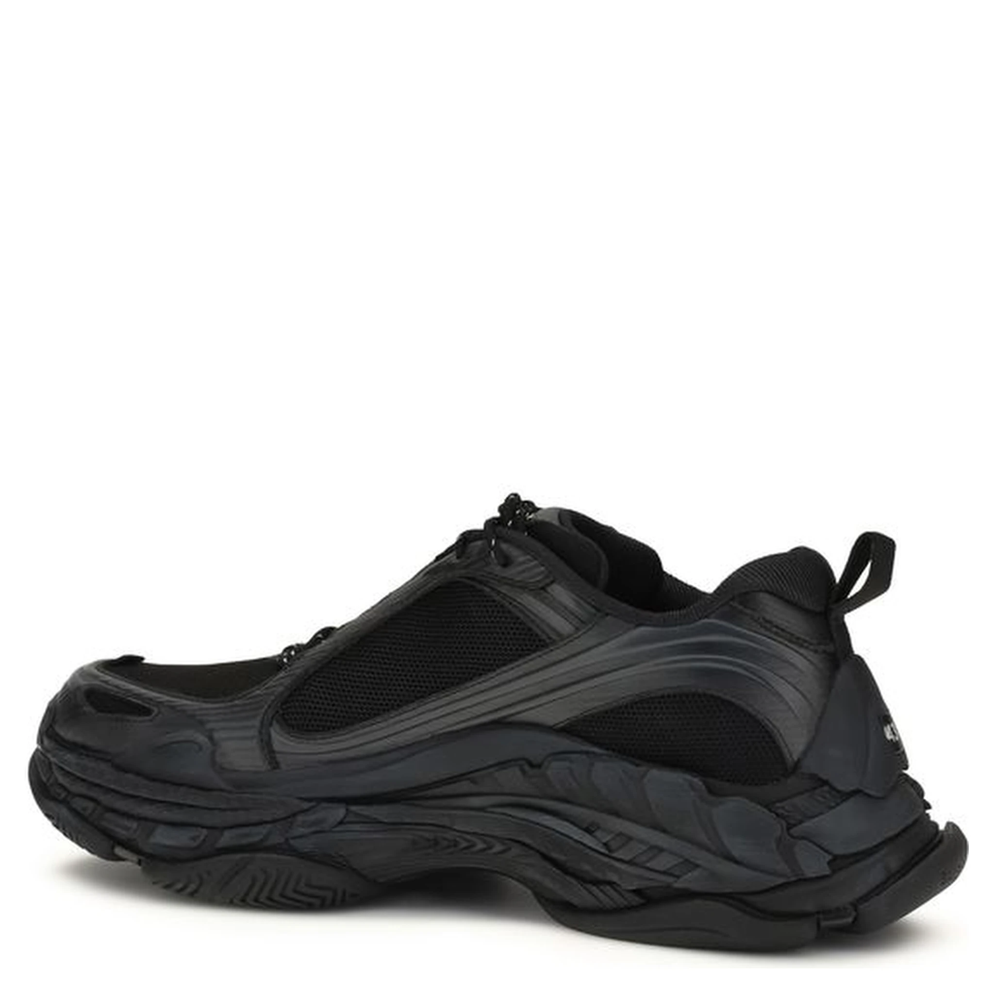 Black Polyester Athletic Sneakers