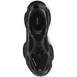 Black Polyester Athletic Sneakers