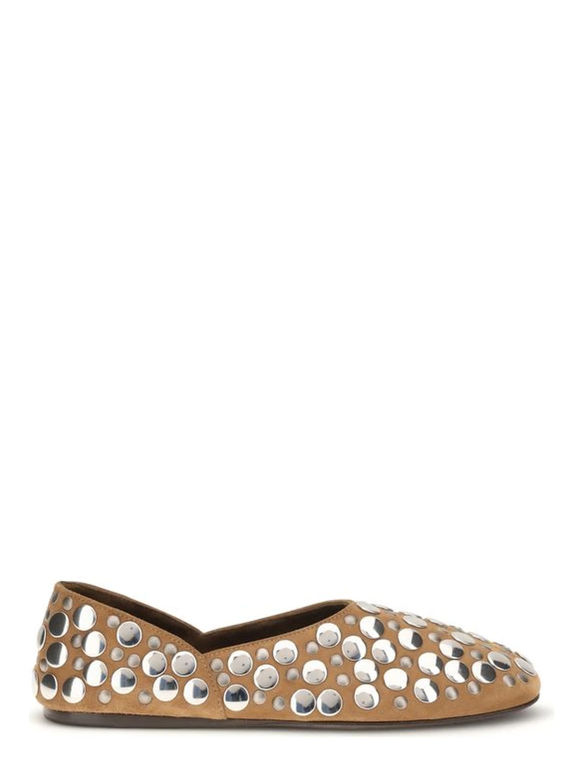 Beige Calf Leather Bos Taurus Ballet Flats