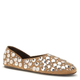 Beige Calf Leather Bos Taurus Ballet Flats