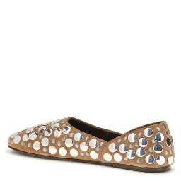 Beige Calf Leather Bos Taurus Ballet Flats