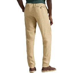 Beige Linen Casual Pants