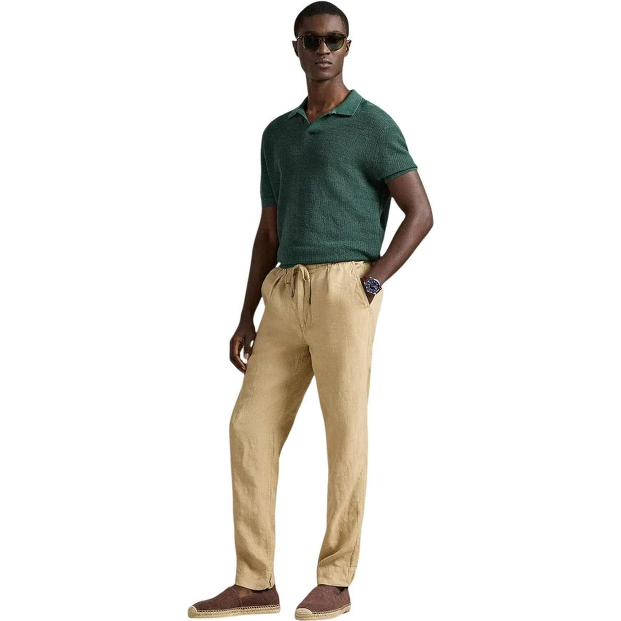 Beige Linen Casual Pants